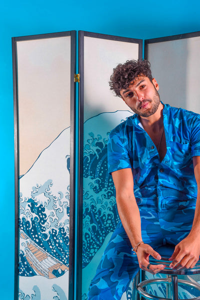 Blue camo rompsuit [Final Sale]