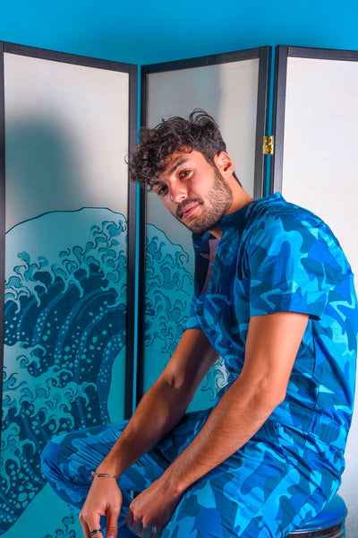 Blue camo rompsuit [Final Sale]