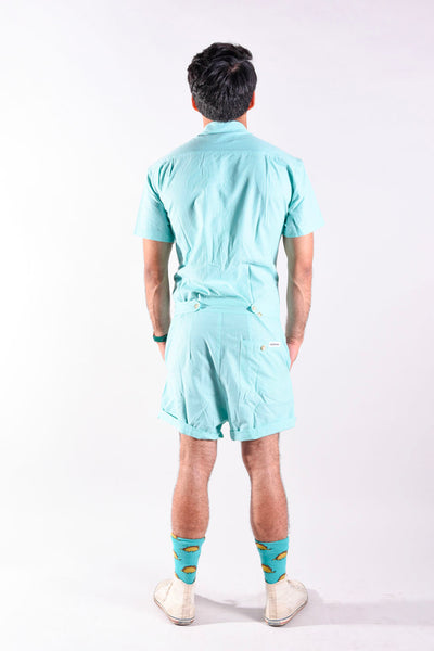 Mint Oxford romper [Final Sale]