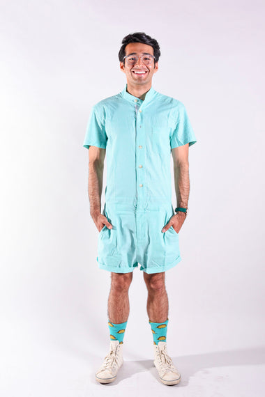 Mint Oxford romper [Final Sale]