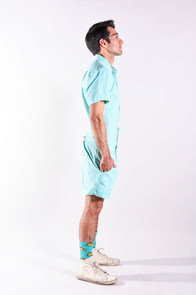 Mint Oxford romper [Final Sale]